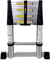 Telescopische ladder – Telescoopladder aluminium – Maximale hoogte 3,80 meter – Telescoopladder met stabilisatiebalk – Mexxo