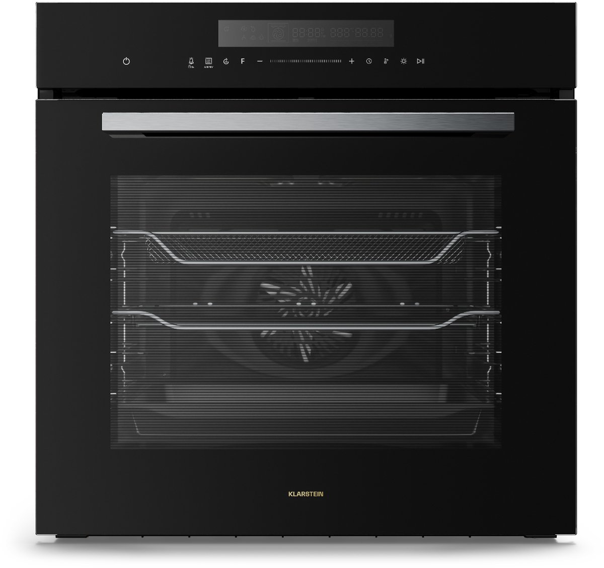Klarstein Airfryer Airjet inbouwoven - 72 liter elektrische oven met -modus, 13 kookfuncties, touchbediening, geëmailleerde binnenkant, A++ energieklasse, driedubbele beglazing, geïntegreerde enkele oven, zwart - voor Keuken