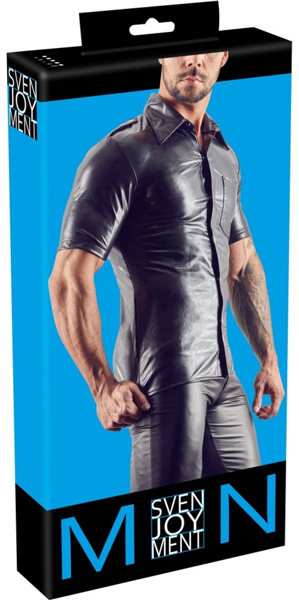 Ruige Biker Wetlook Shirt met Studs