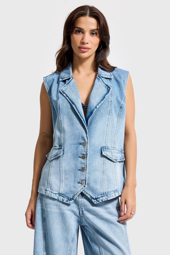 Denim vest/spijkerjasje ijsblauw denim used • Prijs € 41,99 • online shop