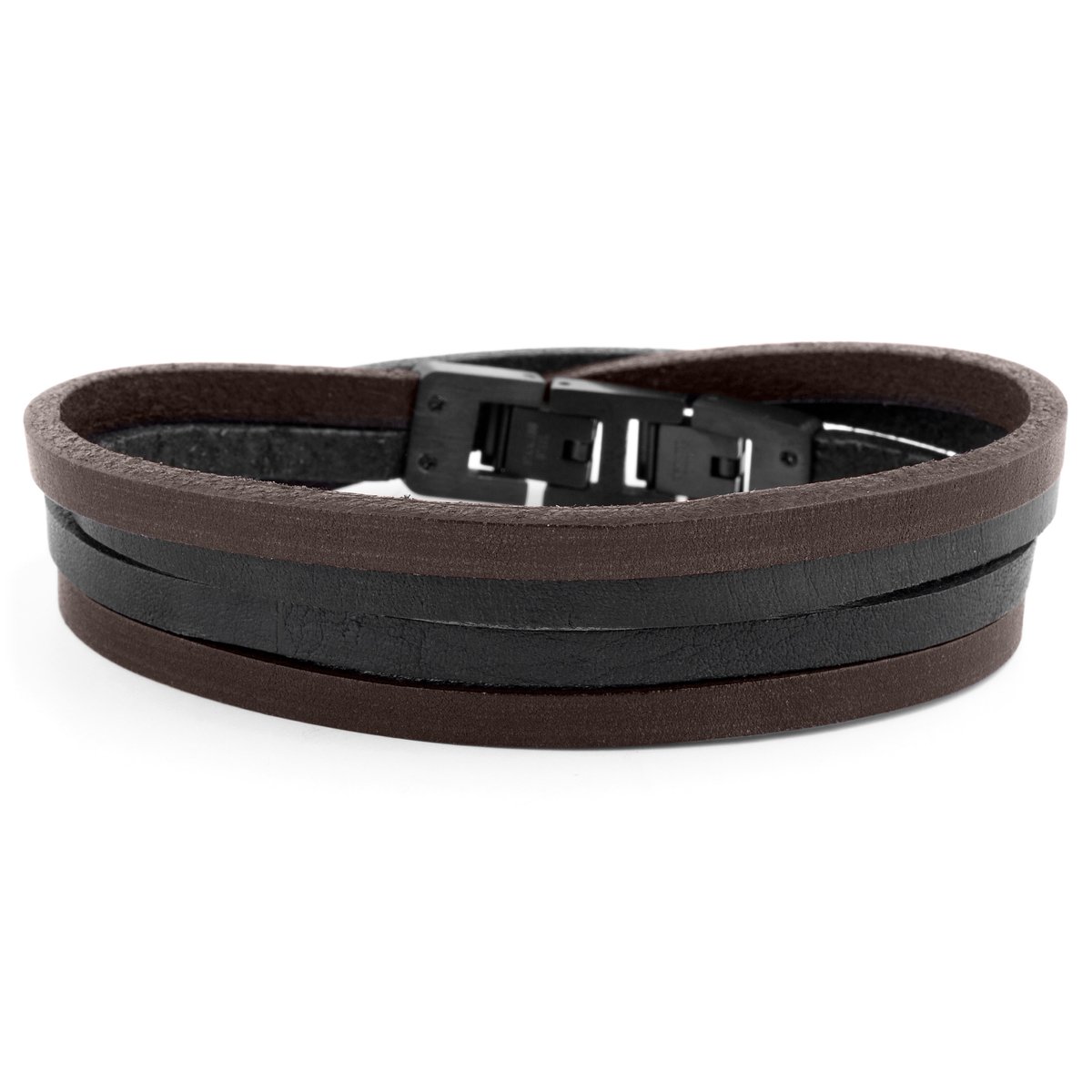 Zwarte & Donkergekleurde Roy Dubbele Wikkelarmband