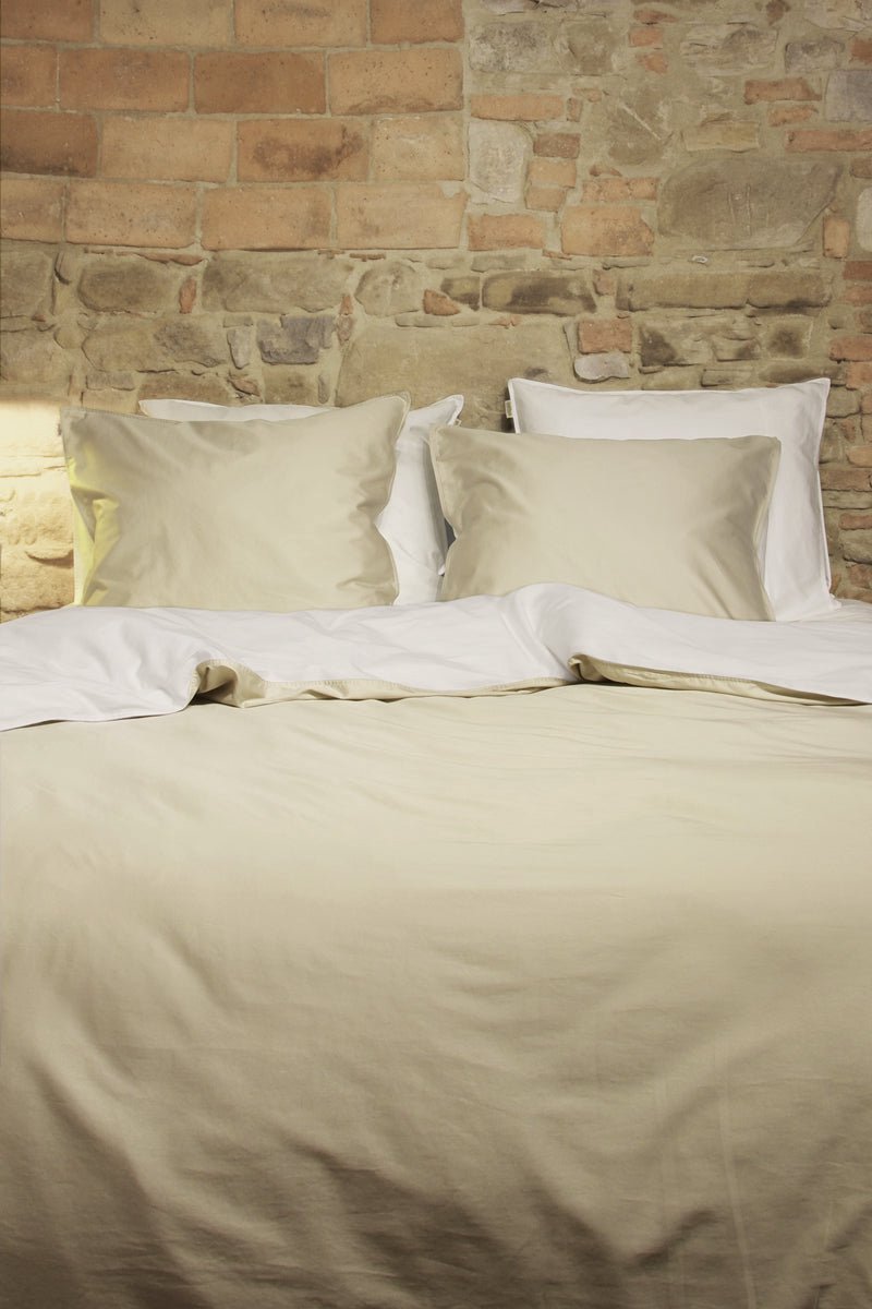 Gualtheri Home dekbedovertrek - 1-persoons (140x200/220 cm + 1 gratis kussensloop) - Beige;Wit