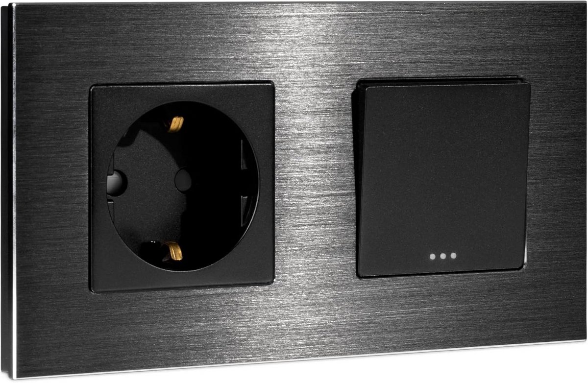 Design Lichtschakelaar met Geaard Stopcontact voor Opbouwmontage