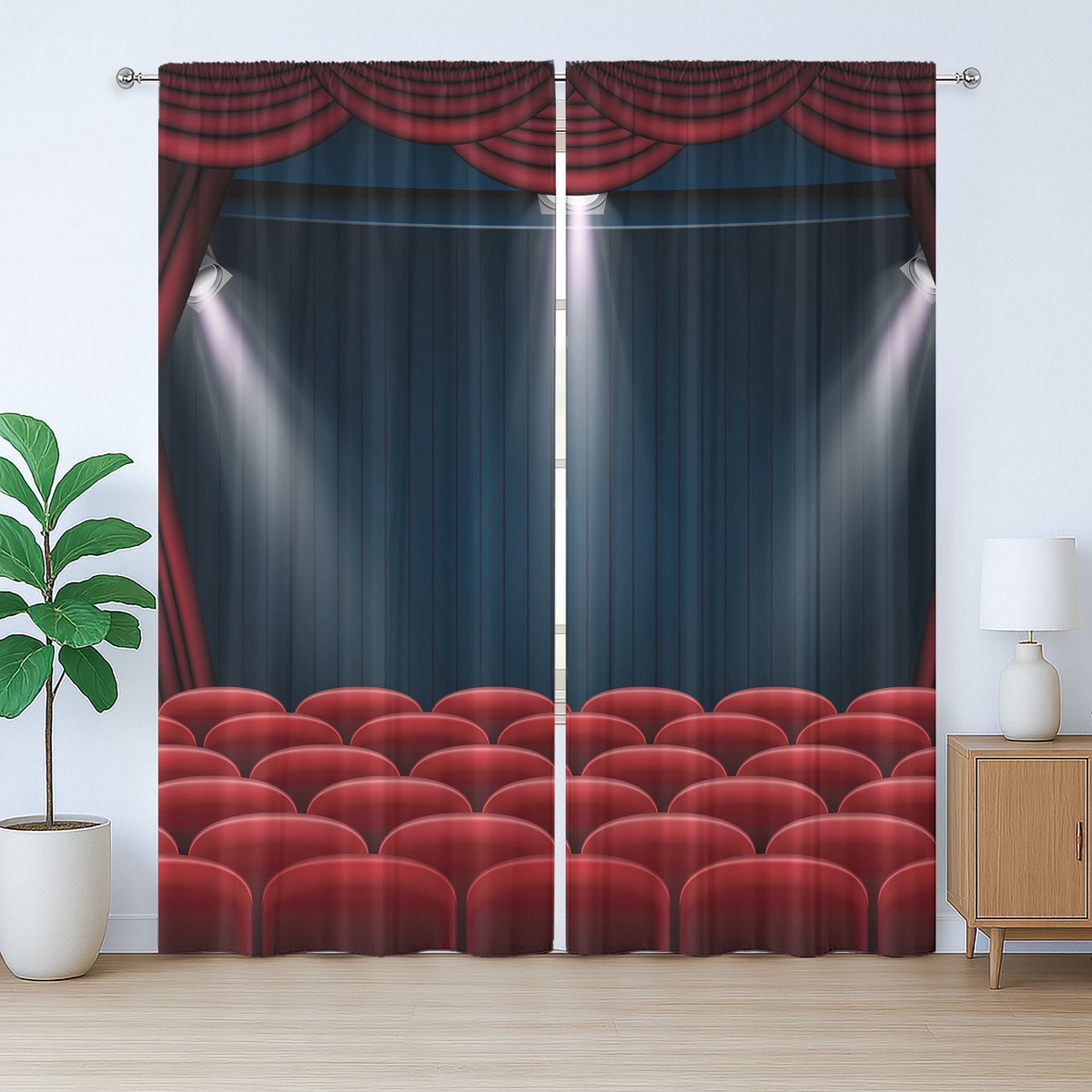 ABAKUHAUS Opera Rustiek Gordijn, Klassiek Toneelgordijn, Slaapkamergordijn met Plooiing, Lussen en Haken, 280 x 260 cm, Vermiljoen Kastanjebruin