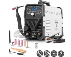 STAHLWERK DC TIG 200 ST | 2-in-1 combinatie lasapparaat | TIG MMA | 200 ampère | HF ontsteking, hot start, anti-stick | Voor staal, roestvrij staal, koper, messing | Niet geschikt voor aluminium