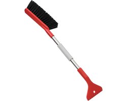 Auto Sneeuwborstel - Telescopisch - Verwijderbare Ijsschep - Auto Sneeuwborstel met Ijsschep - Voor bestuurders om sneeuw en ijs van autoruiten en daken te verwijderen - Winter Autobezitting - 65CM - Zwart en rood
