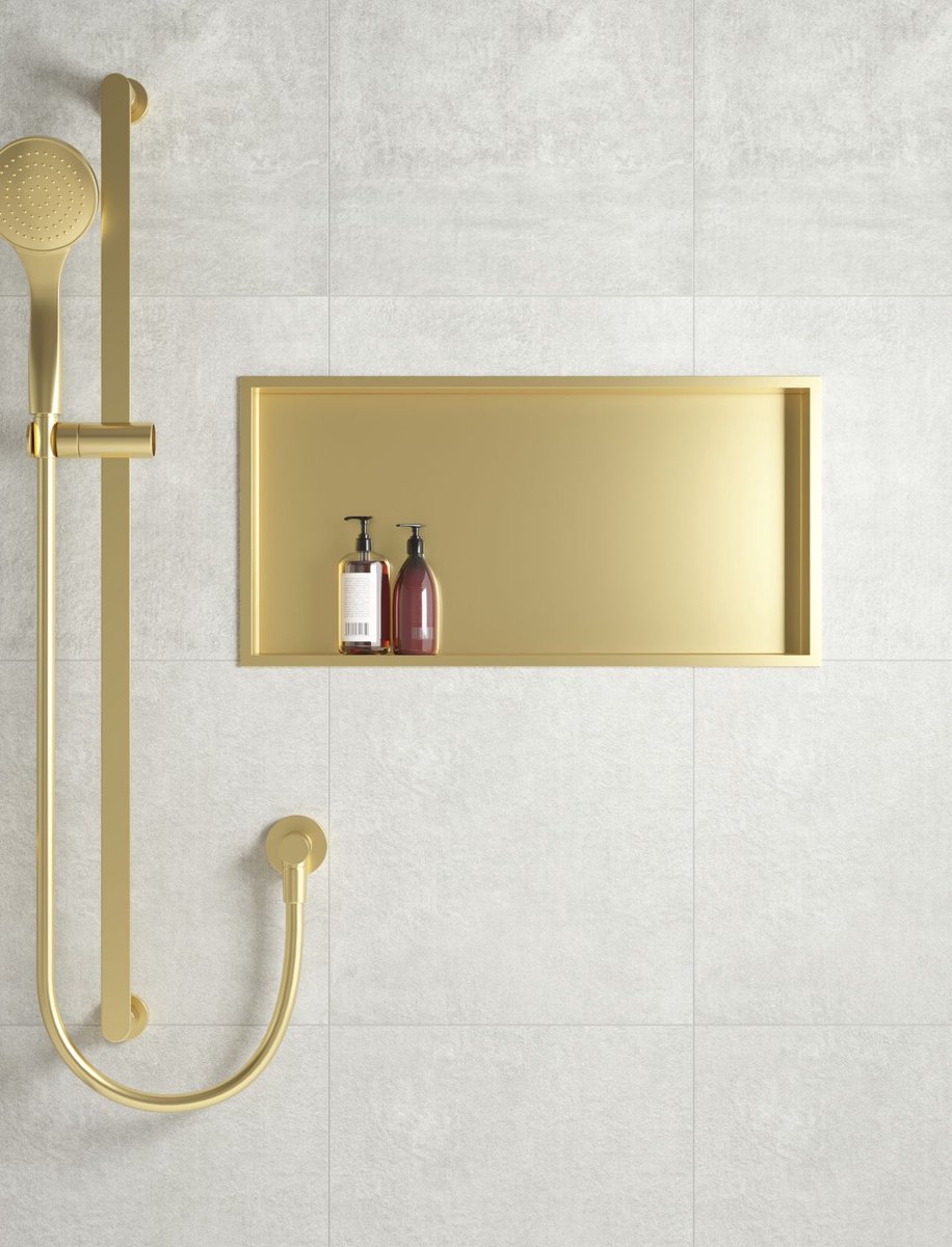 H&F Inbouwnis 30x60x10 cm – Geborsteld Goud – Douchenis – Badkamer Wandnis