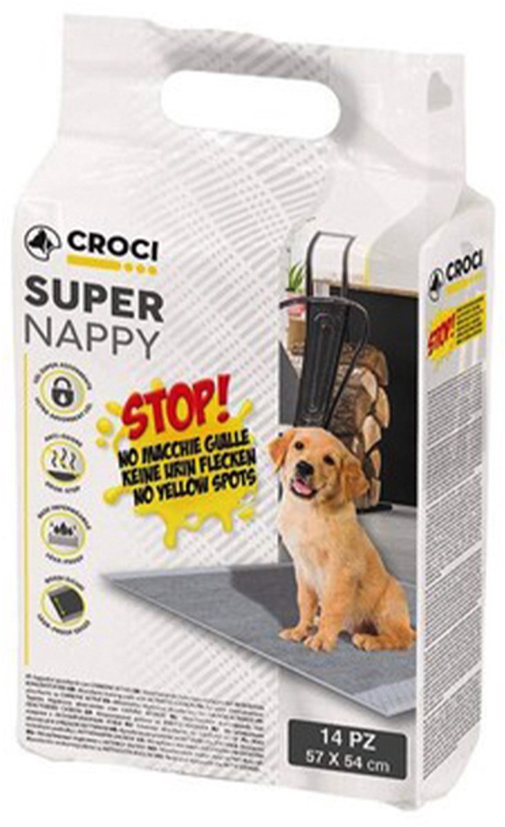 Croci - ppads - zindelijkheidsdoeken voor puppy's en ... - 14 stuks - 57 x 54 cm - sterk absorberend met actieve carbon - anti-geur - antileak - base impermeable -