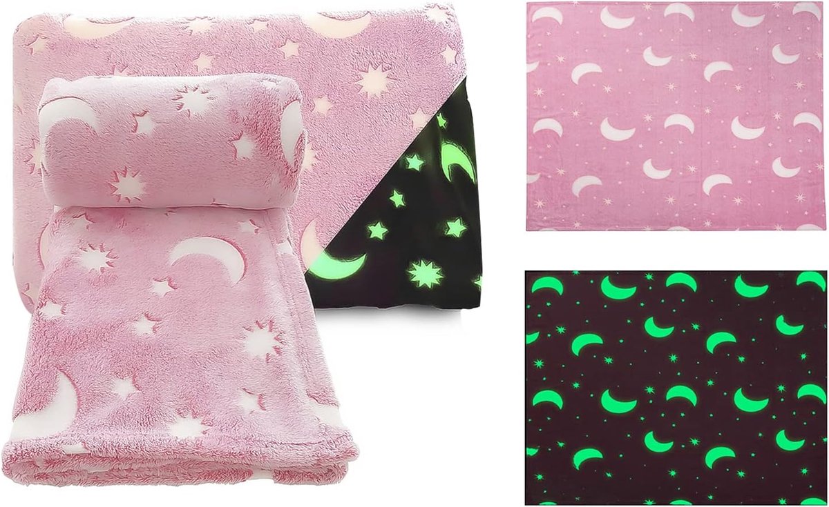 Zachte Glow in the Dark Babydeken 70 x 90 cm | Fleece Deken voor Kinderwagen en Peuterbedje | Geschikt voor Jongens en Meisjes