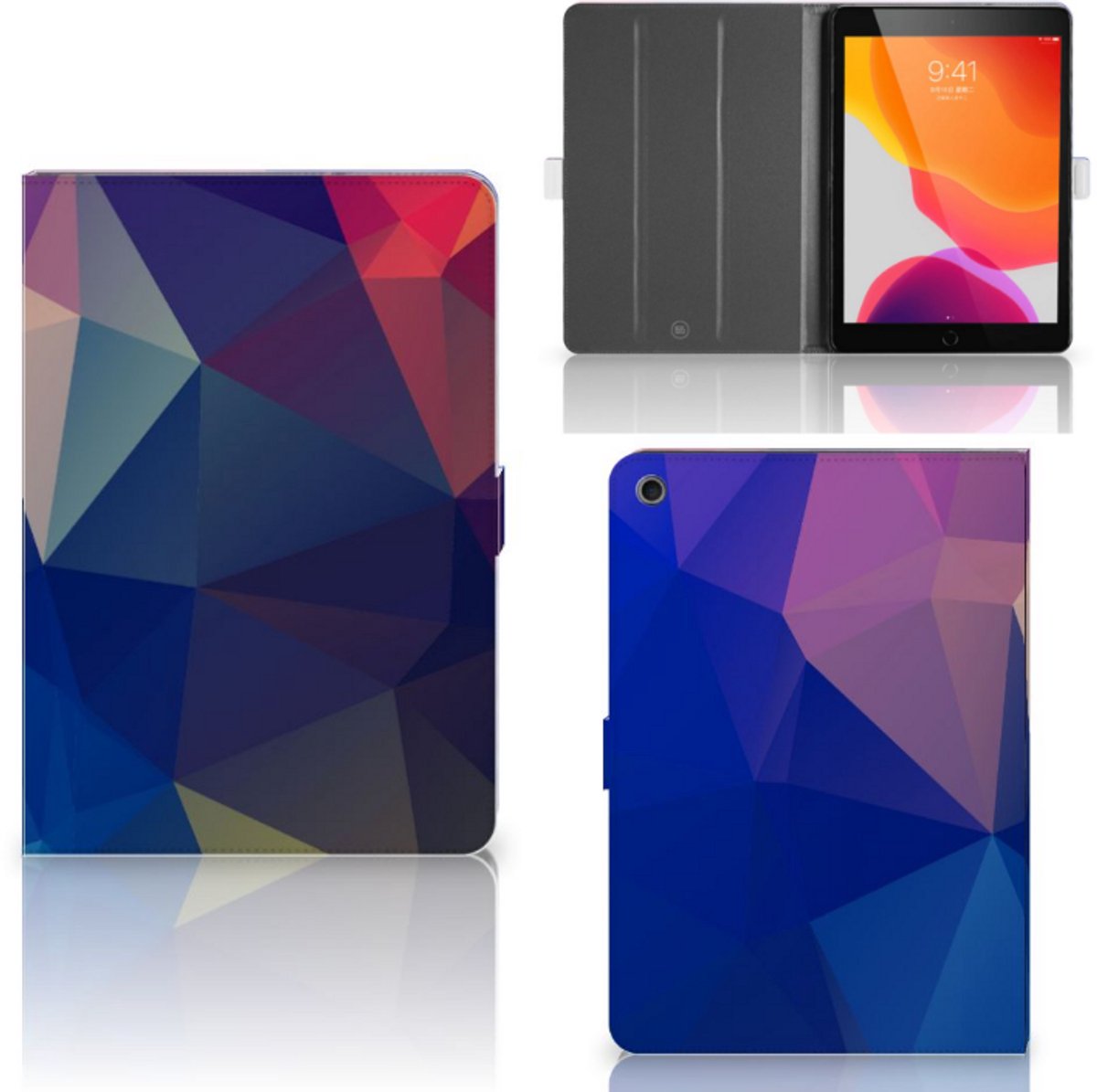 iPad 10.2 2019 | iPad 10.2 2020 | 10.2 2021 Tablet Beschermhoes Polygon Dark