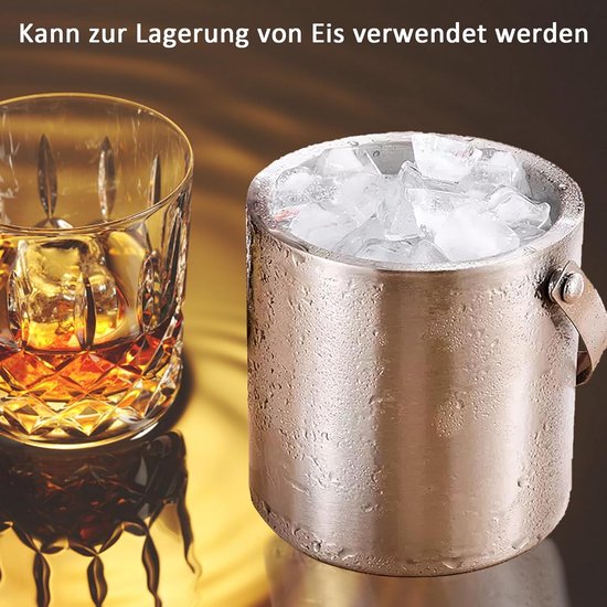 IJsblokjeshouder 3 liter roestvrij staal met zeef en ijstang van Merkloos — afbeelding 5