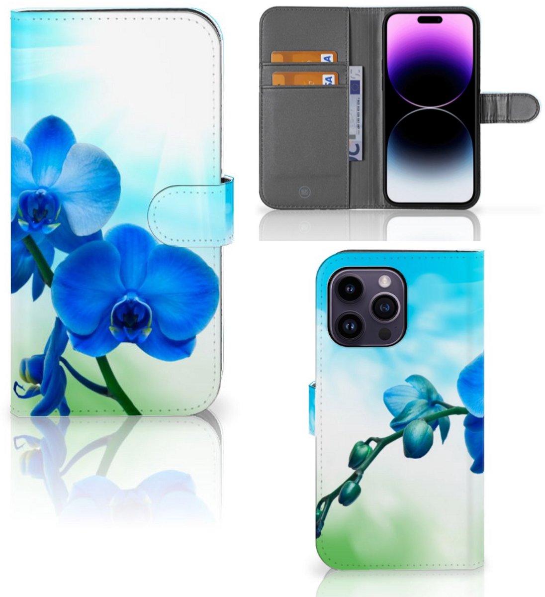 iPhone 15 Pro Max Hoesje Orchidee Blauw - Cadeau voor je Moeder