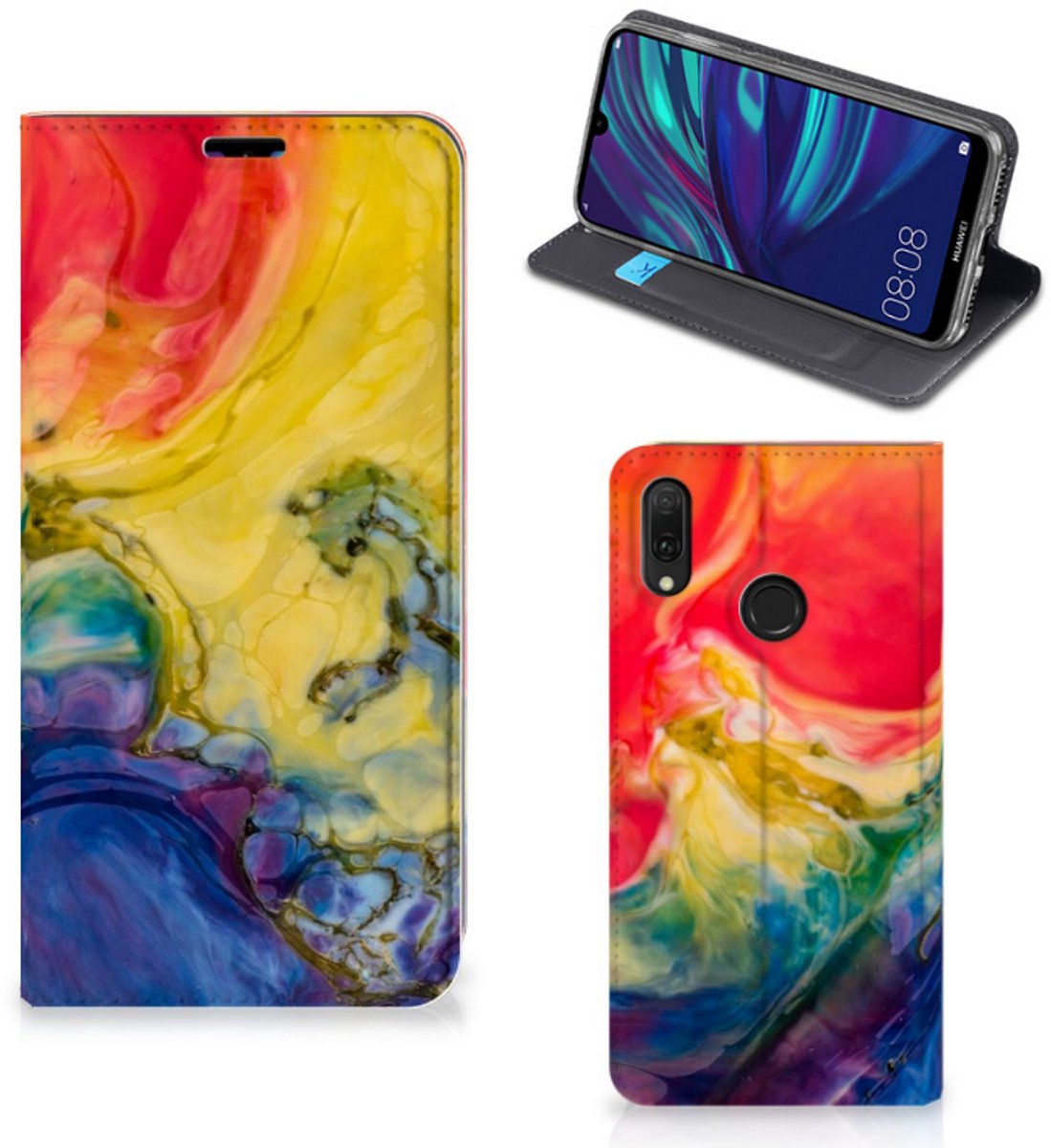 Bookcase Huawei Y7 hoesje Y7 Pro (2019) Watercolor Dark
