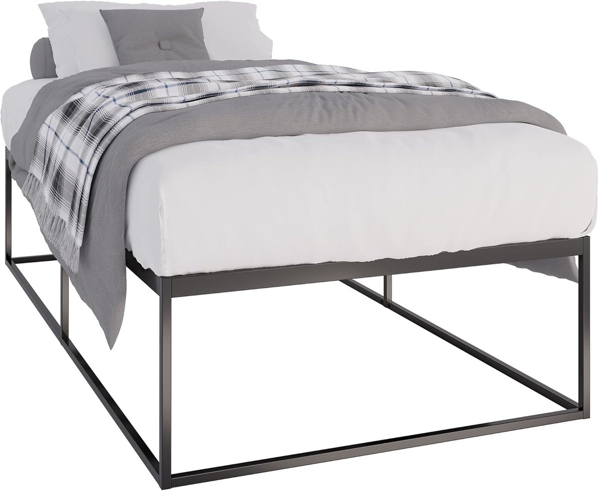 Metalen Bedframe met Lattenbodem - Modern en Stevig Zwart Bed, Maat: 200x100 cm