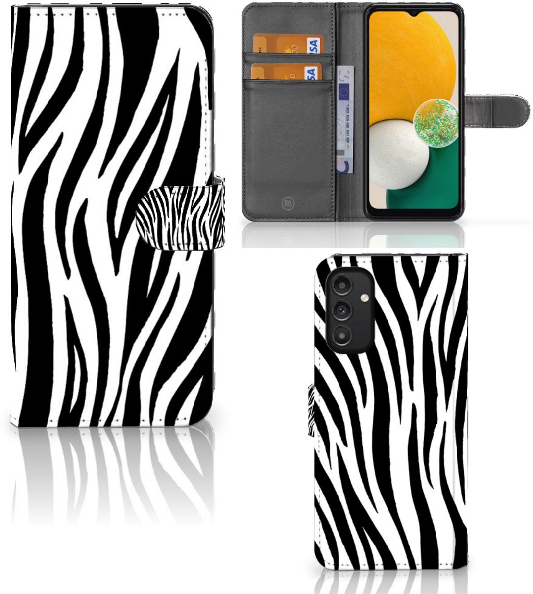 Book Case voor Samsung Galaxy A14 4G Telefoonhoesje met Pasjes Zebra