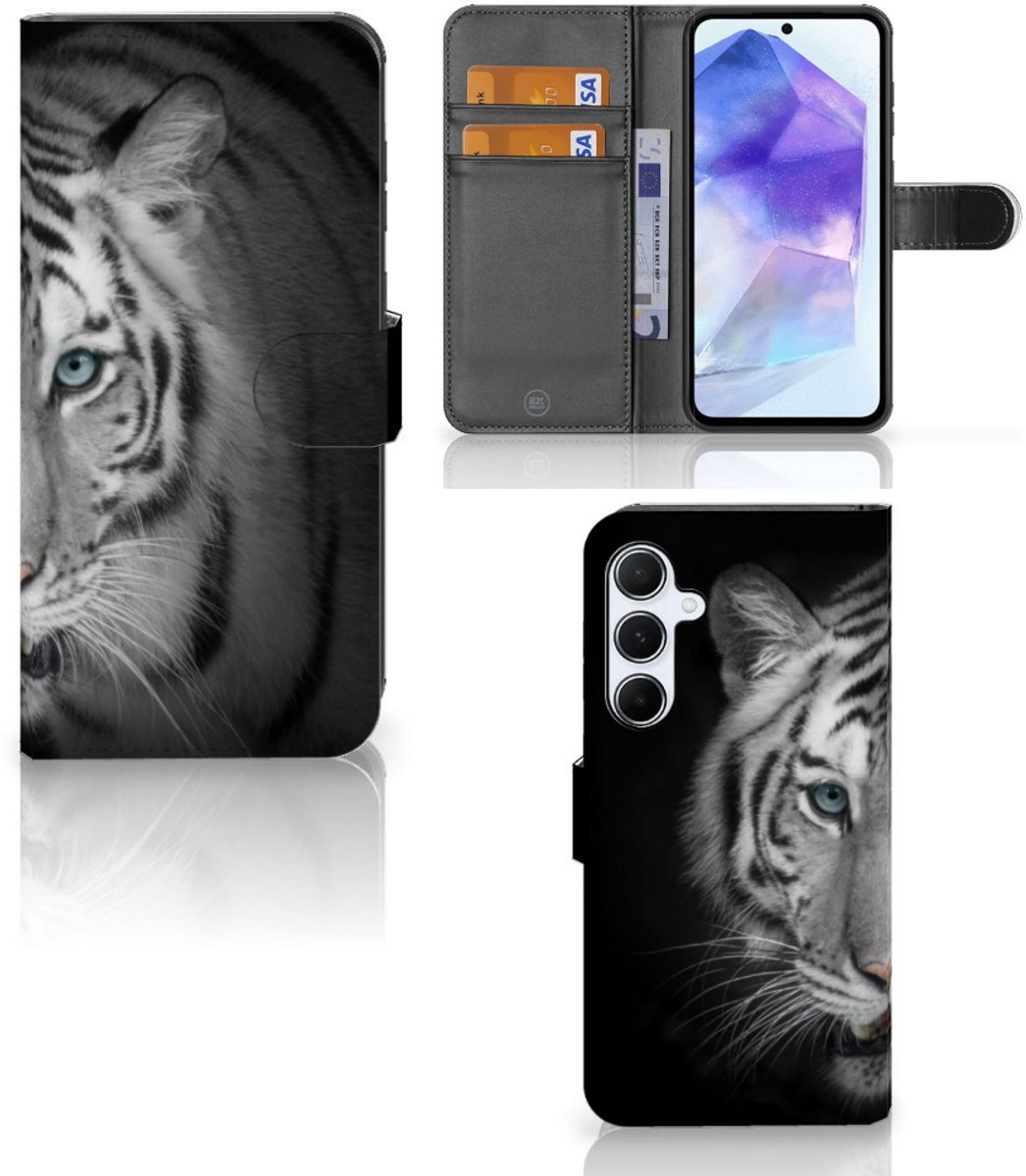 Samsung Galaxy A55 Telefoonhoesje met Pasjes Tijger