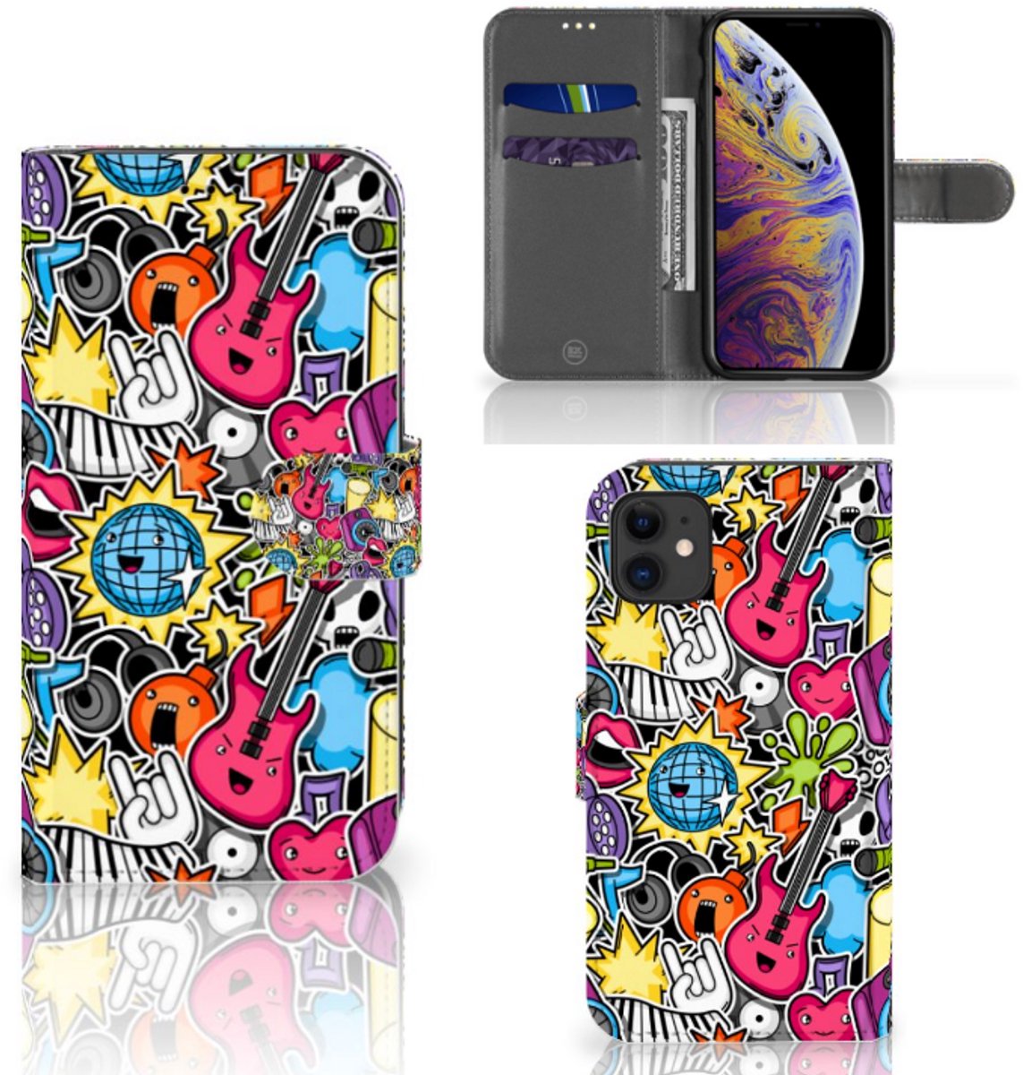 Apple iPhone 11 Wallet Case met Pasjes Punk Rock