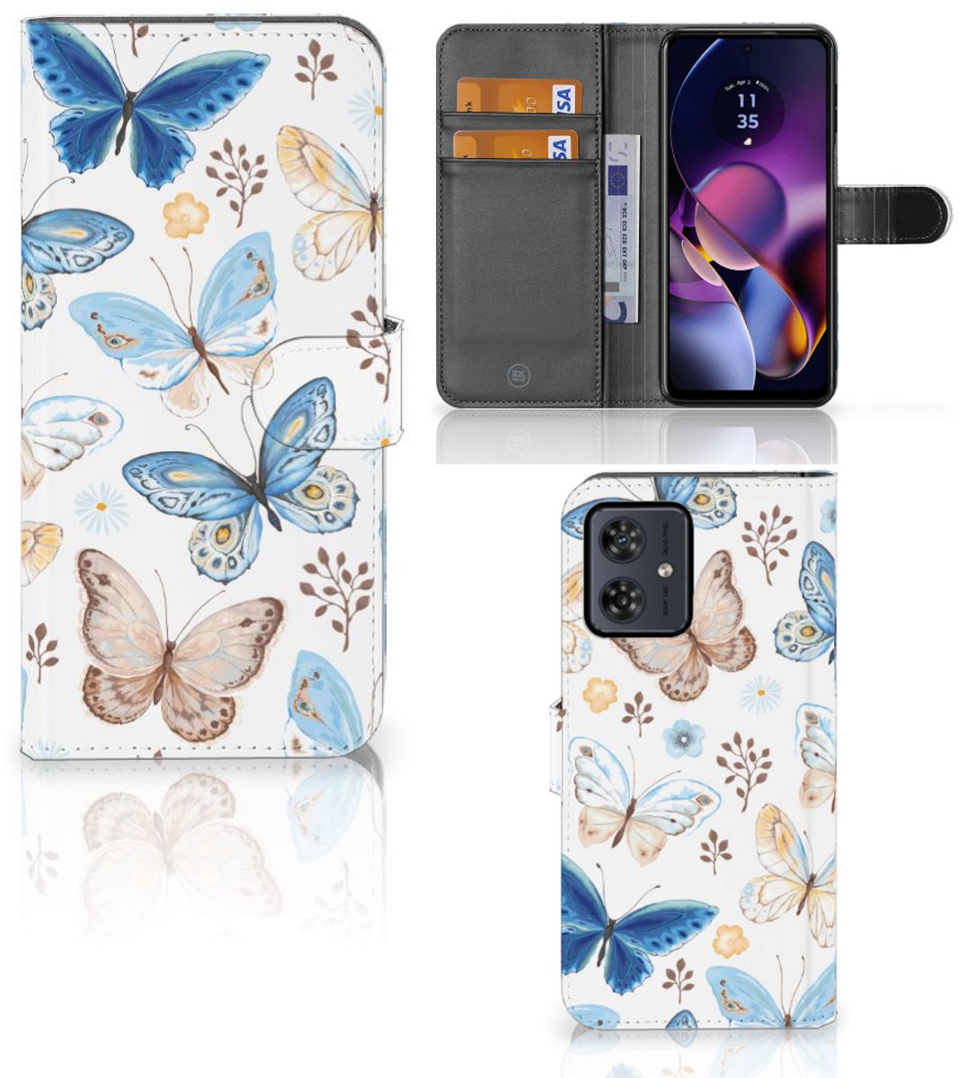 Telefoonhoesje met Pasjes voor Motorola Moto G54 Vlinder