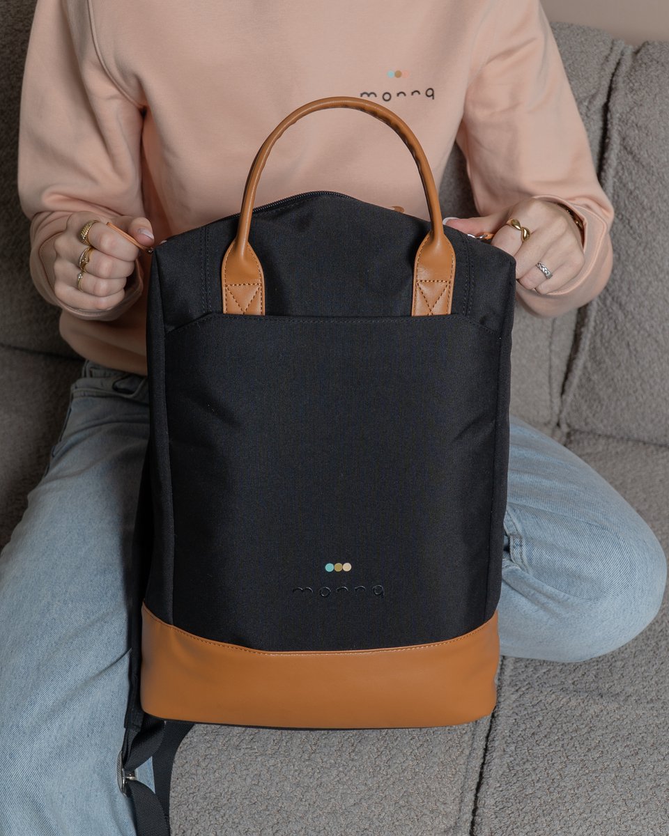 Monnq - Rugzak - Rugtas - Schooltas met laptopvak Navagio Black