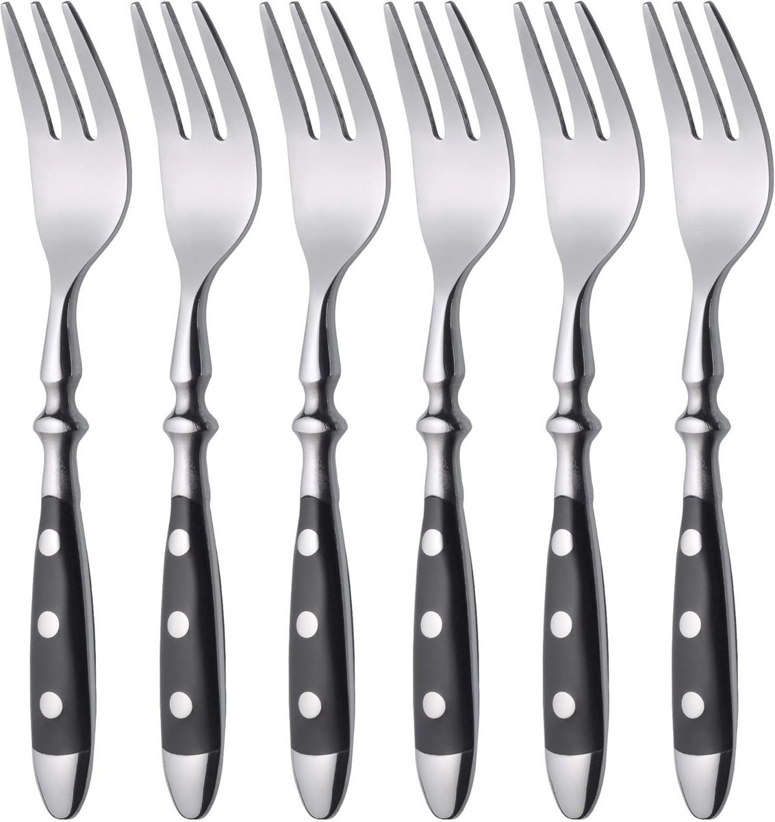 Set van 6 Taartvorken, Gesmeed, Rustiek Design