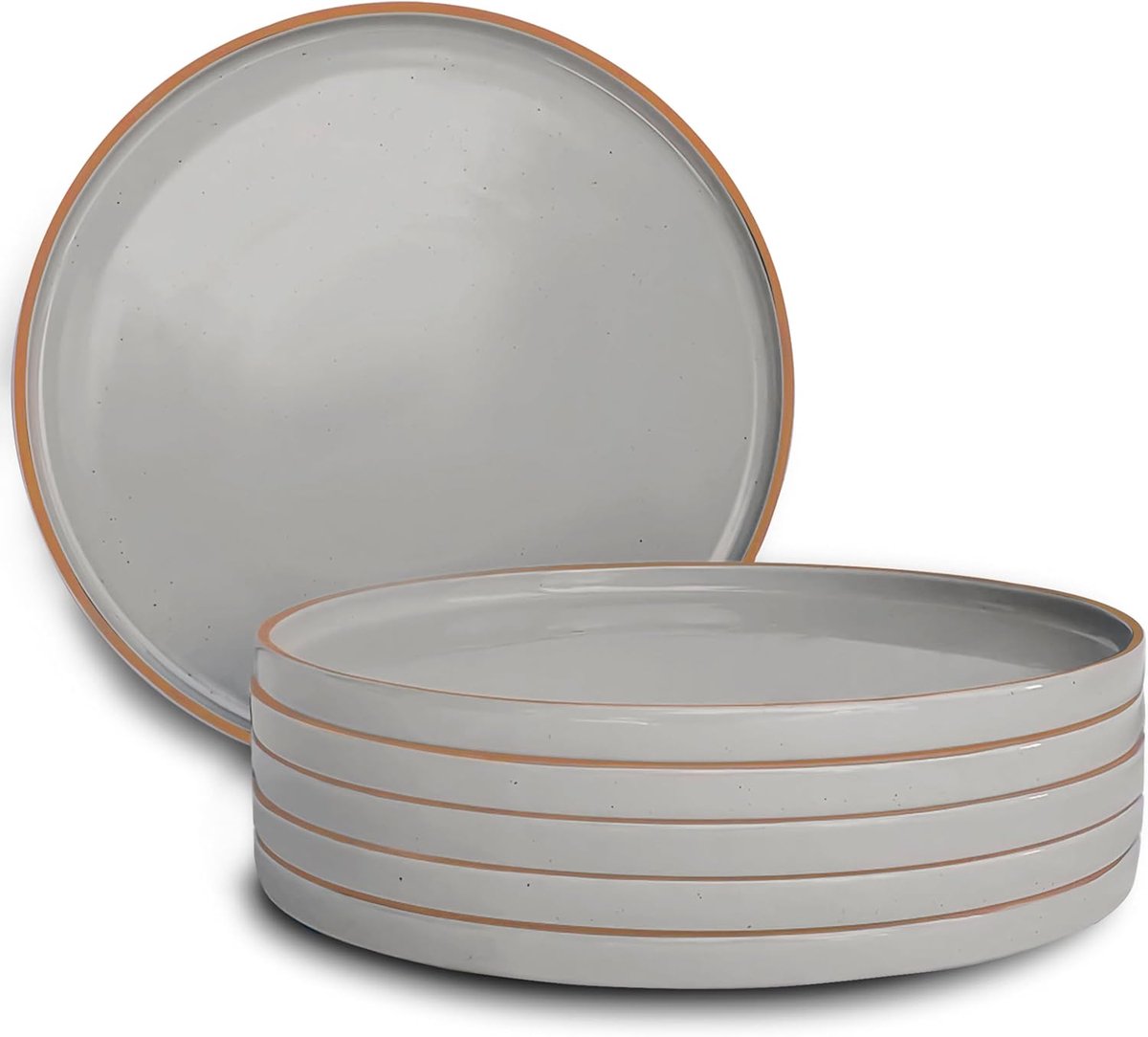 Set van 6 Keramische Dinerborden - Modern Servies voor Magnetron, Oven en Vaatwasmachine - Krasbestendig Keuken Porselein