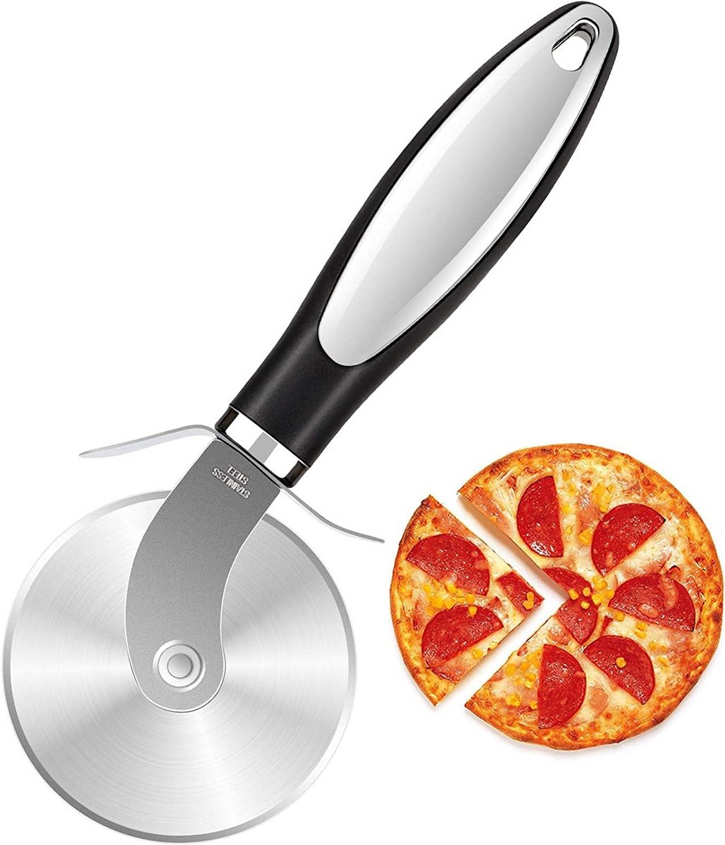 Roestvrij Stalen Pizzasnijder met Vingerbescherming - Voor Zorgeloos Snijden van Pizza