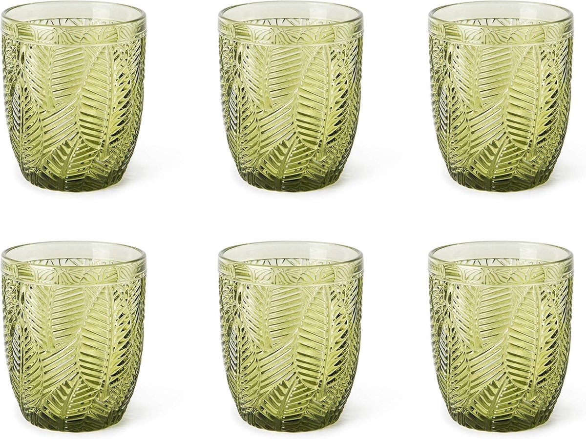 Set van 6 Glazen voor Water en Dranken - Groen