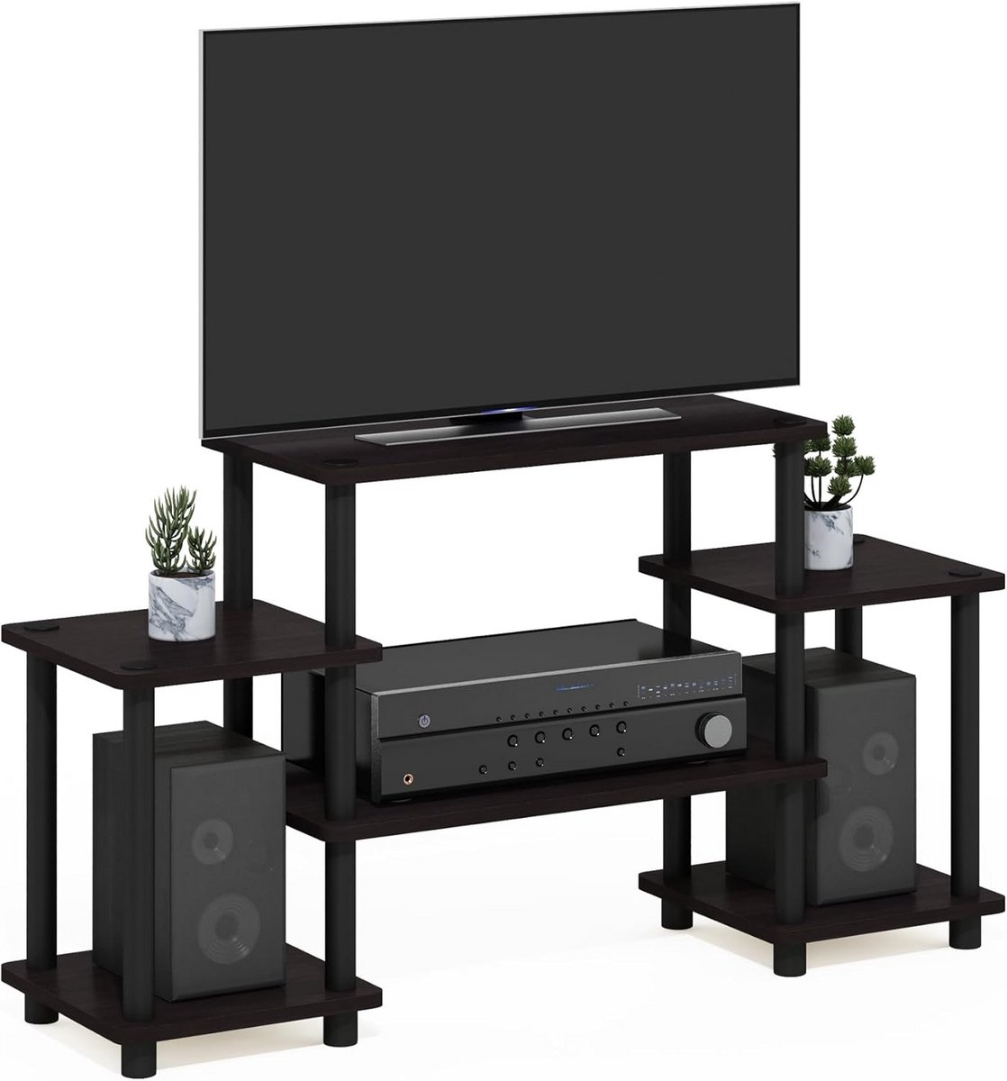 Toepasbare TV Stand van Hout in Donkere Walnoot - Ideaal voor Appartementen en Slaapkamers