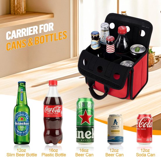 Flessentas voor 6 Flessen - Neopreen, Herbruikbaar, Perfect voor Bier en Dranken, Cadeau voor Feestdagen — afbeelding 4