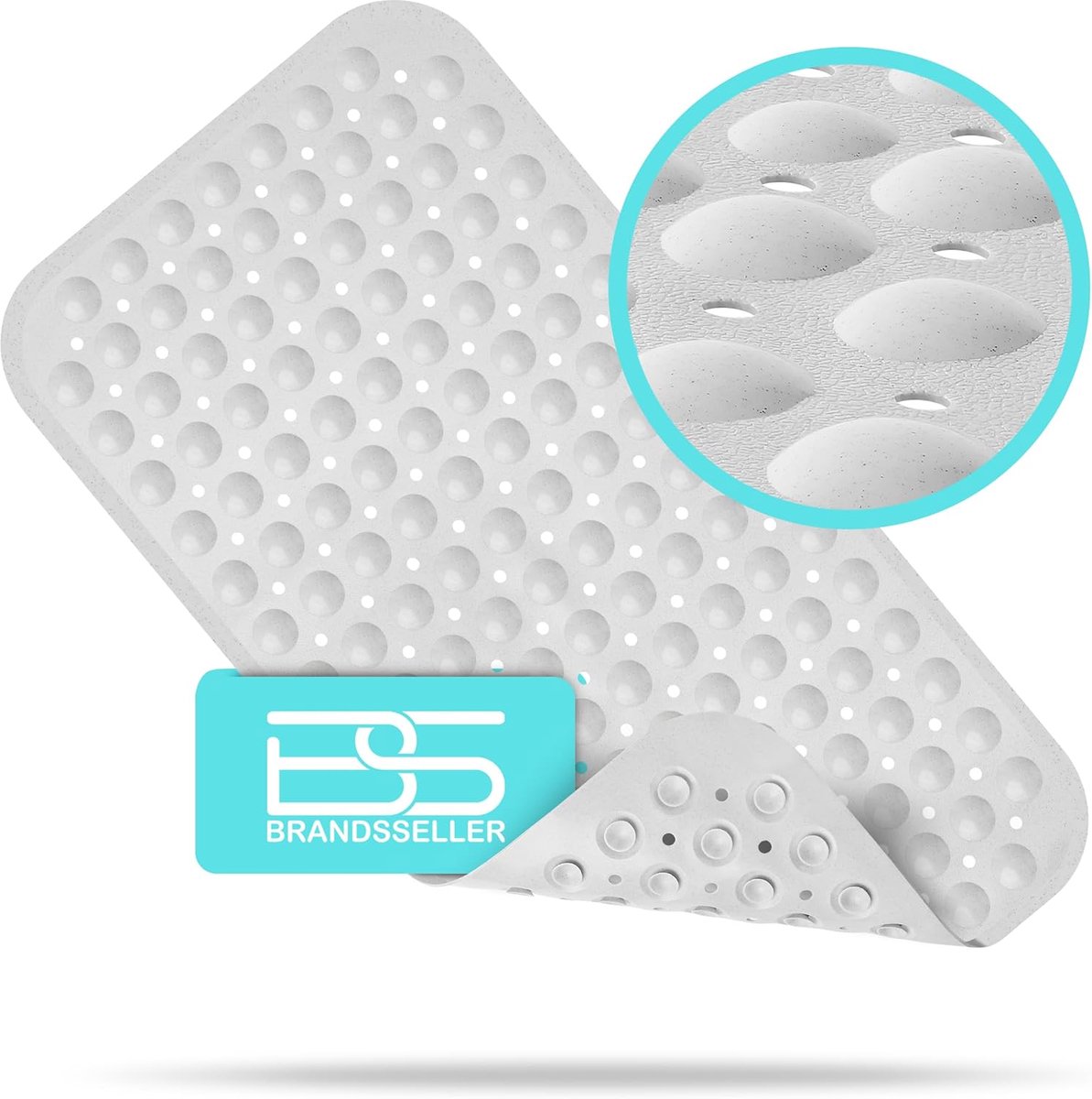 Badmat Douchemat - Vloermat Badkamer - Veilig Douchen - Innovatieve Zuignappen - 70 x 38 cm - Lichtgrijs