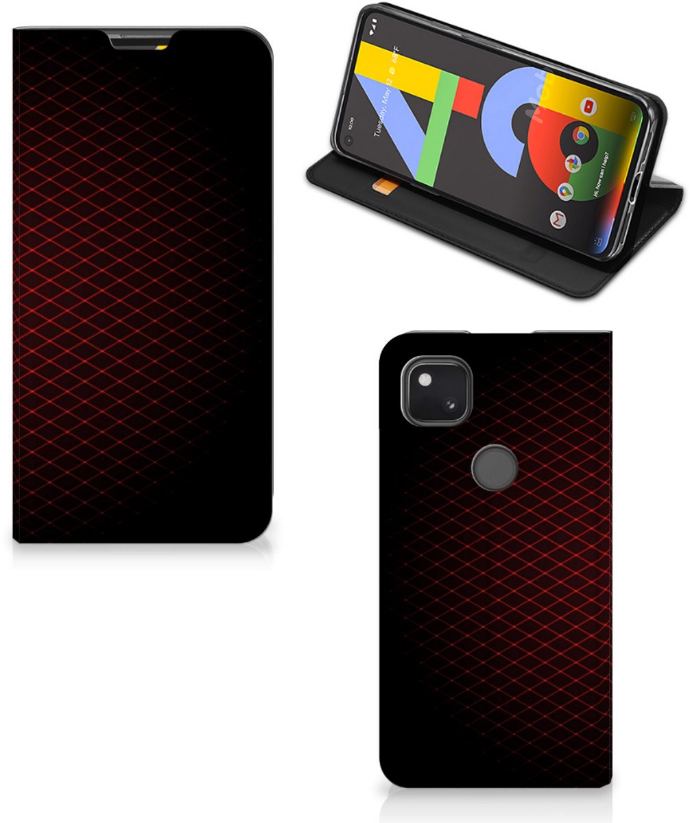 Google Pixel 4a Hoesje met Magneet Geruit Rood
