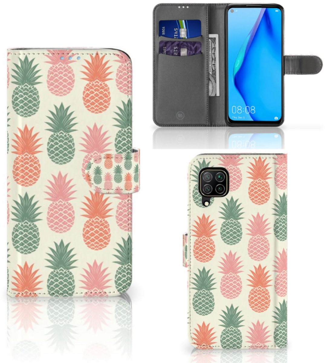 Huawei P40 Lite Book Cover Ananas