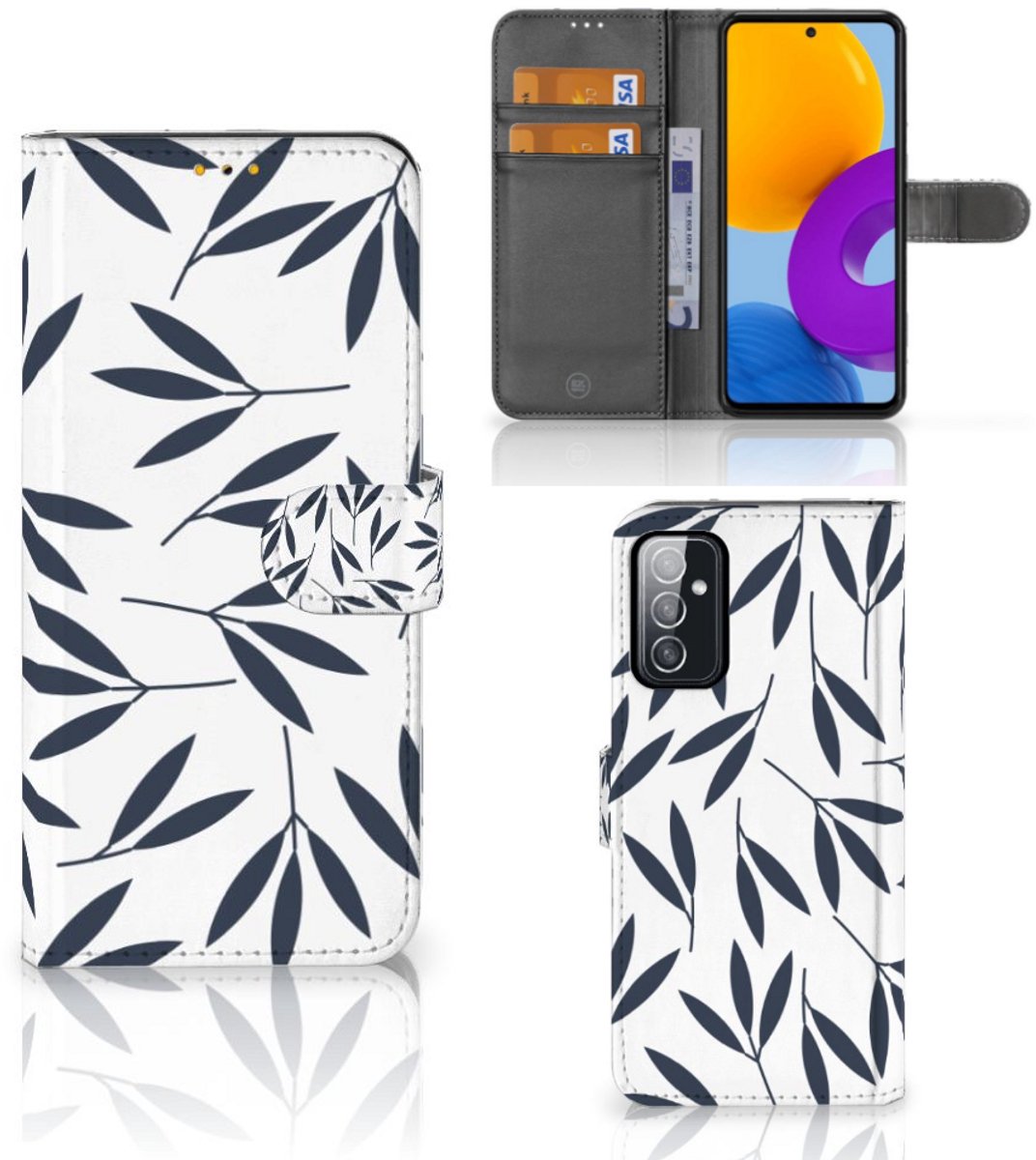 Samsung Galaxy M52 Hoesje Leaves Blue