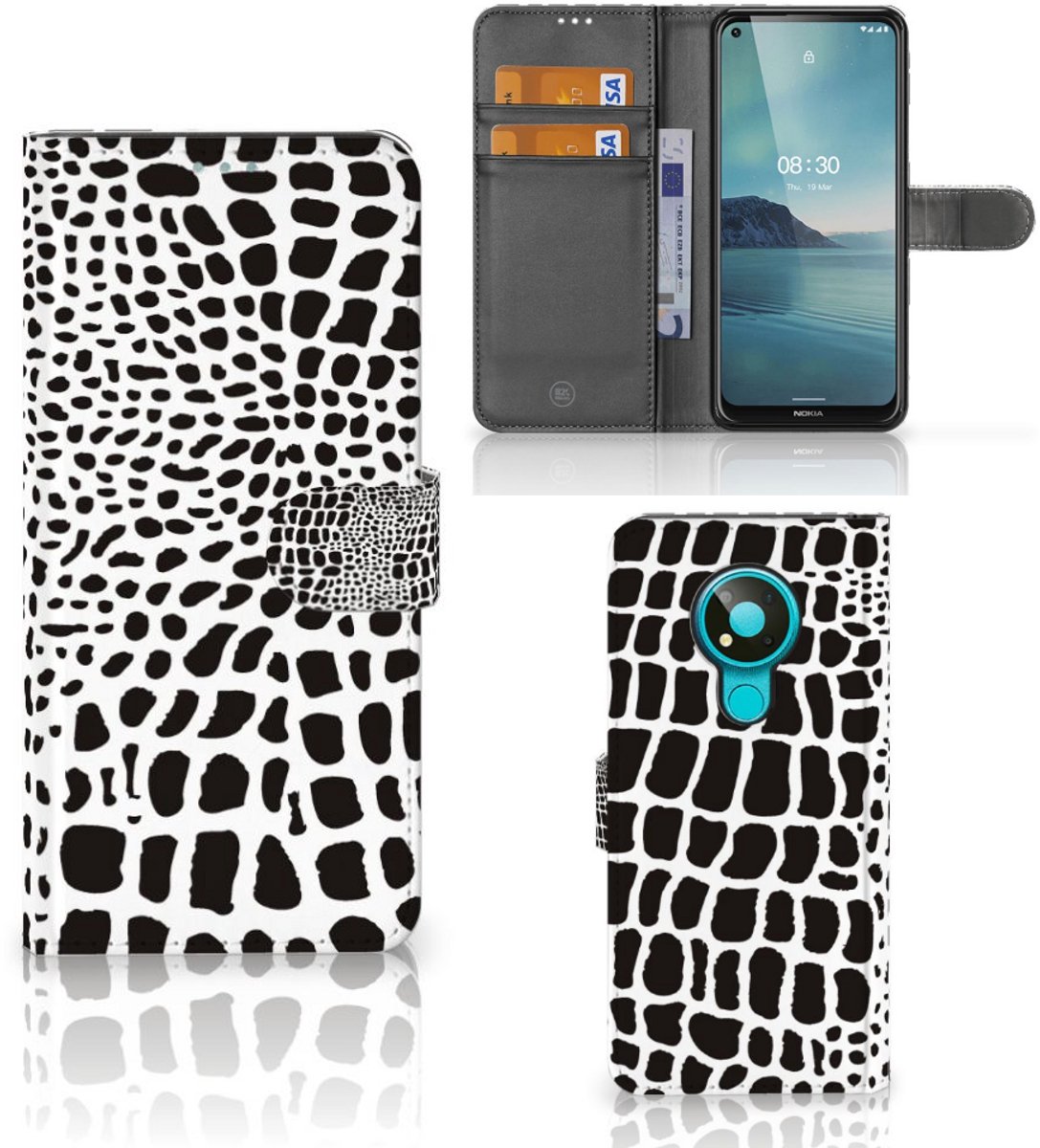 Nokia 3.4 Telefoonhoesje met Pasjes Slangenprint