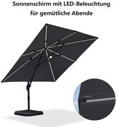 PURPLE LEAF Vierkant Parasol – Aluminium Hangparasol – LED-verlichting op Zonne-energie – 360° Draaibaar – UV bescherming