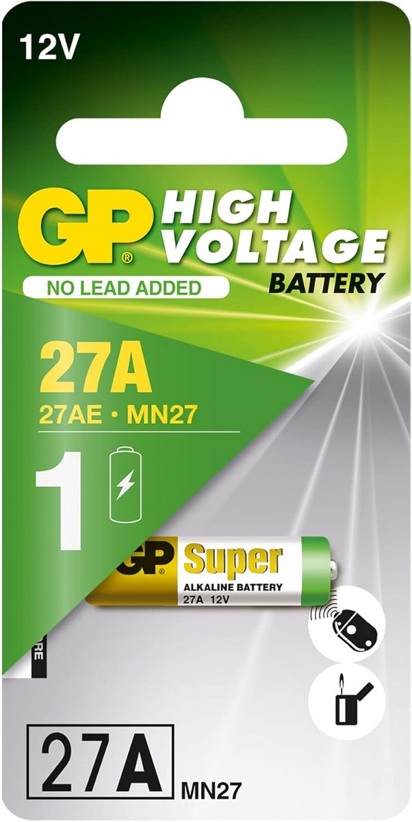 Hoogspanningsalkaline batterij 12V - blisterverpakking van 1 stuk