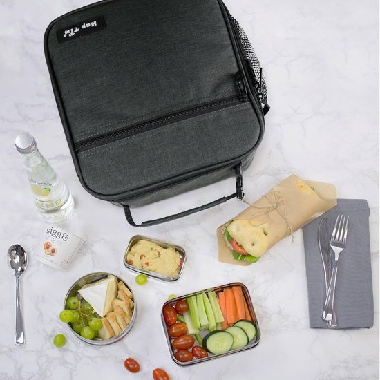 Hap Tim Geïsoleerde Lunchtas Voor Volwassenen En Kinderen, 6,5 Liter Coole Jongens Lunchbox Tas Voor Mannen Vrouwen, Stoere En Ruime Koeltas Bento Lunchboxen voor volwassenen En jongens (Donkergrijs) van Hap Tim — afbeelding 2