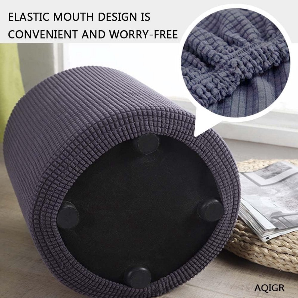 Ronde Poefhoes - Stretch Voetenbank Cover voor Woonkamer
