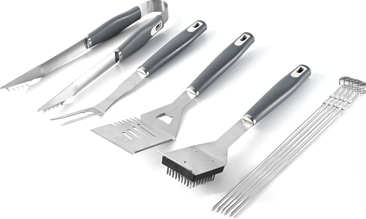 10-delige roestvrijstalen barbecuegereedschapset voor buitengebruik