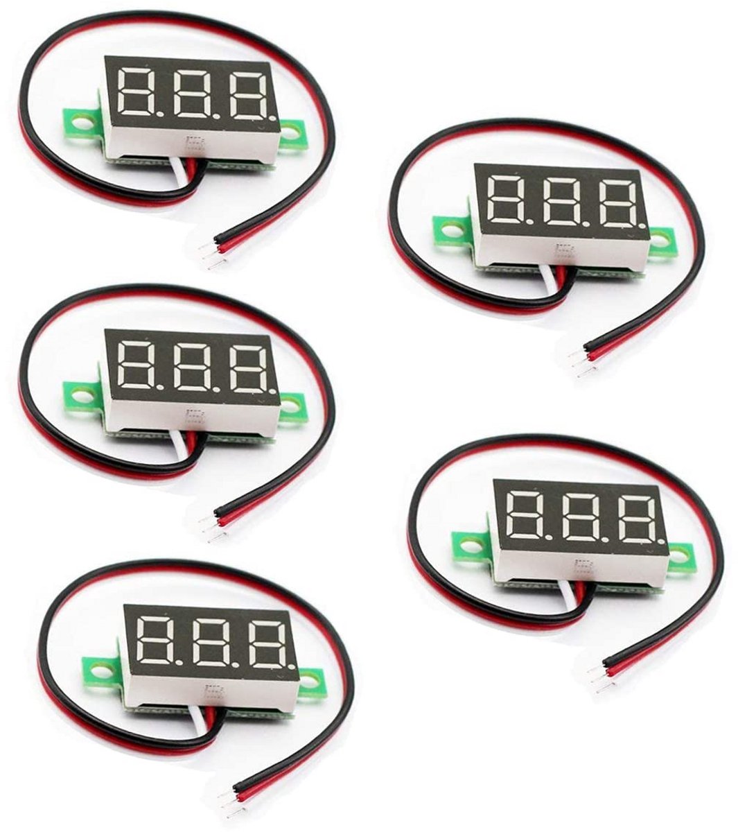 5 Stuks Digitale Voltmeter 0-30V - Rood LED Display - Panel Mount Meter voor Auto en Motor