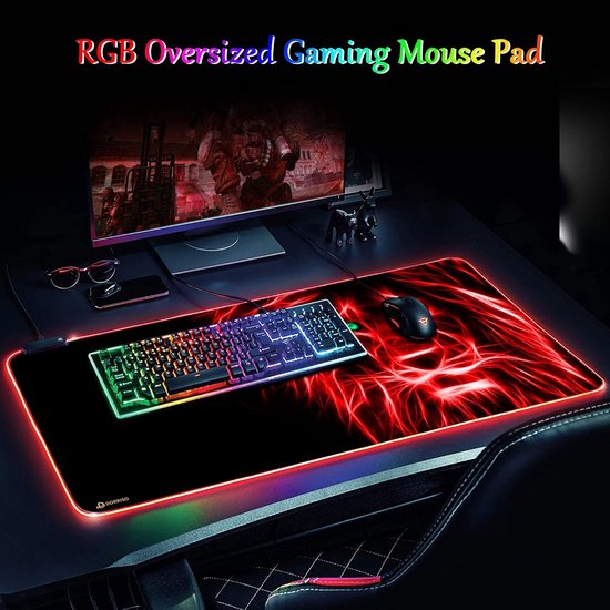Grote RGB Gaming Muismat XXL 900x400x3mm - Waterdicht en Antislip — afbeelding 4