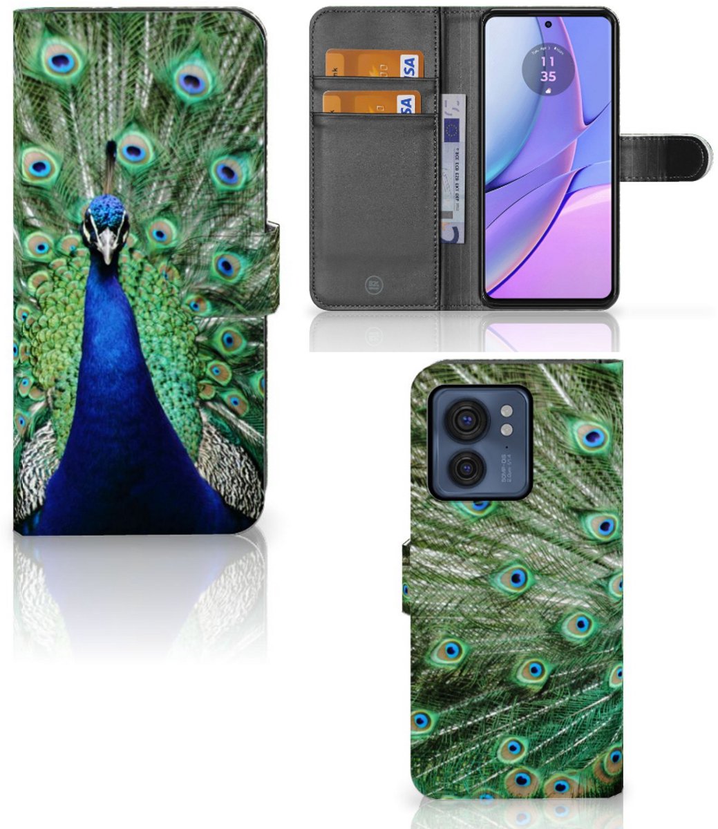 Motorola Edge 40 Telefoonhoesje met Pasjes Pauw