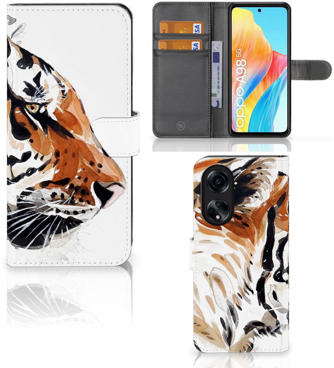 Hoesje OPPO A98 5G Watercolor Tiger