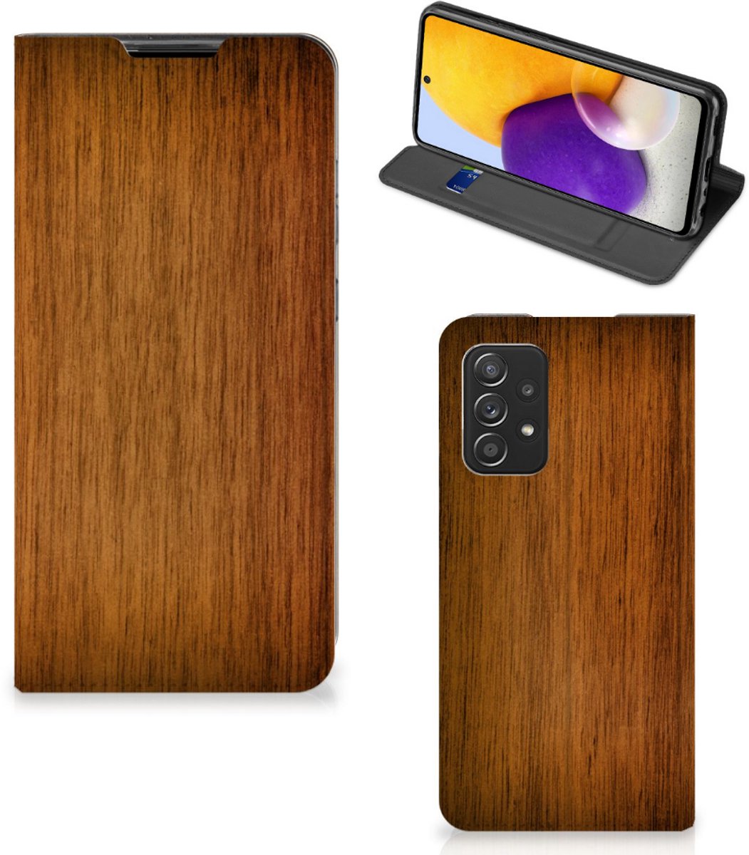 Samsung Galaxy A72 (5G/4G) Book Wallet Case Donker Hout