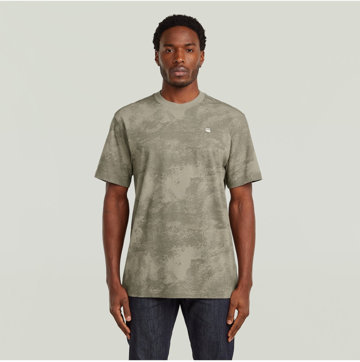 G-Star T-shirt met alloverprint kaki Bruin