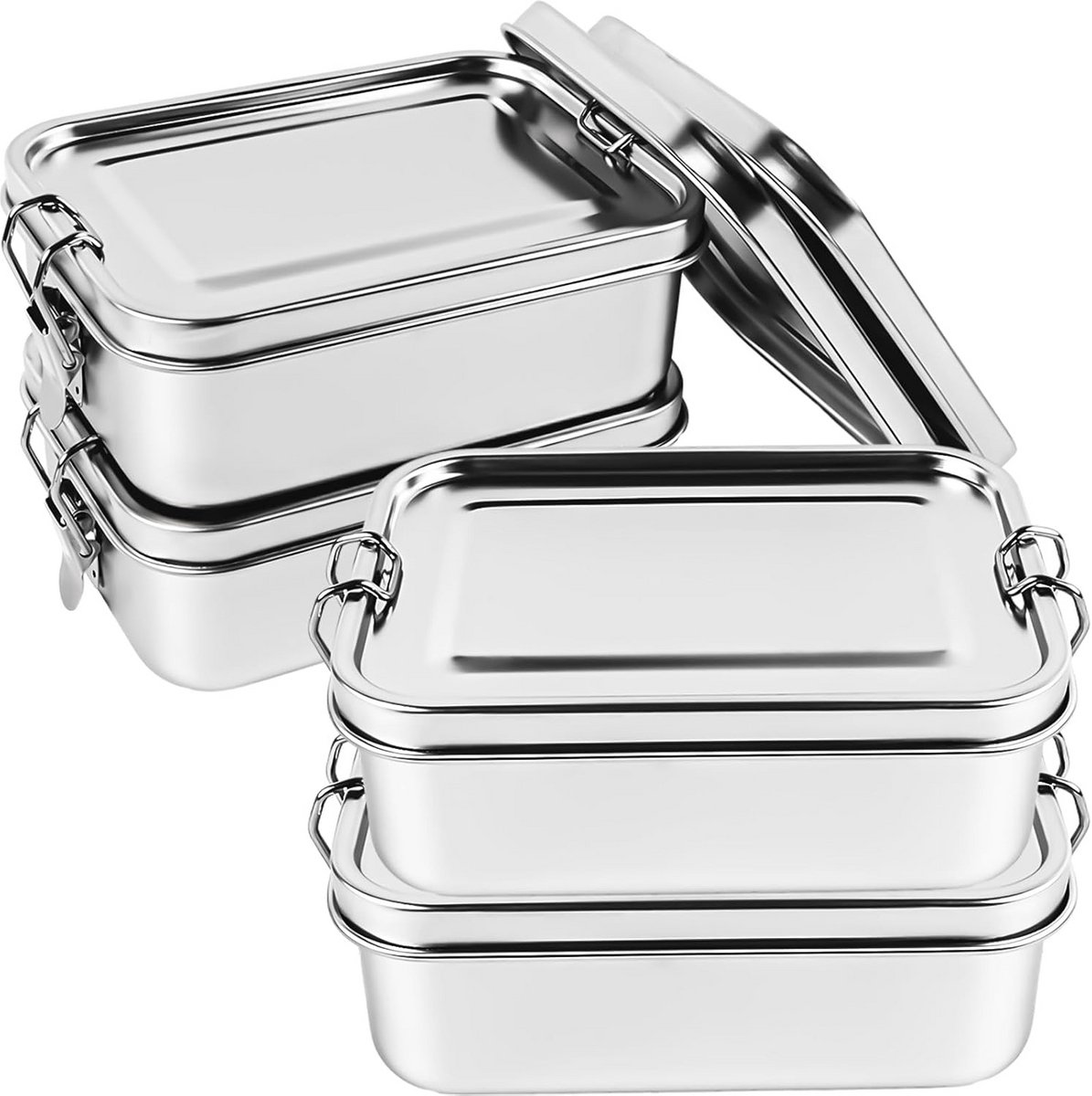 4 Pack RVS Lunchboxen 550ml - RVS Bento Dozen met Deksel voor Werk, Reizen & Picknick