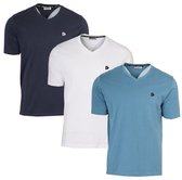 3-Pack Donnay - T-shirt (Berno) - Sportshirt - V-hals shirt - Heren - Navy/White/Light Denim blue (755) - maat M
