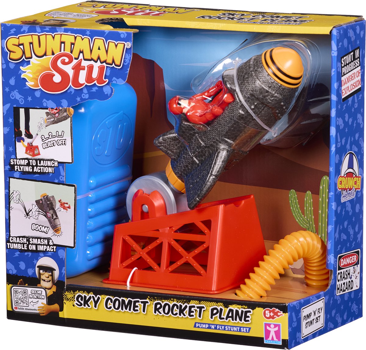 Bandai - Stuntman Stu - Raket - Stunt Speelgoed - Stuntfiguur Inbegrepen - Crash Game met Voertuig en Accessoires - Speelgoed voor Kinderen 4+ - COSS8199