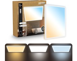 B.K.Licht Shallow - Dimbaar Badkamerlamp Plafonniere - plafondlamp met afstandsbediening - badkamerverlichting met CCT - IP44 - 42 x 42 cm - wit