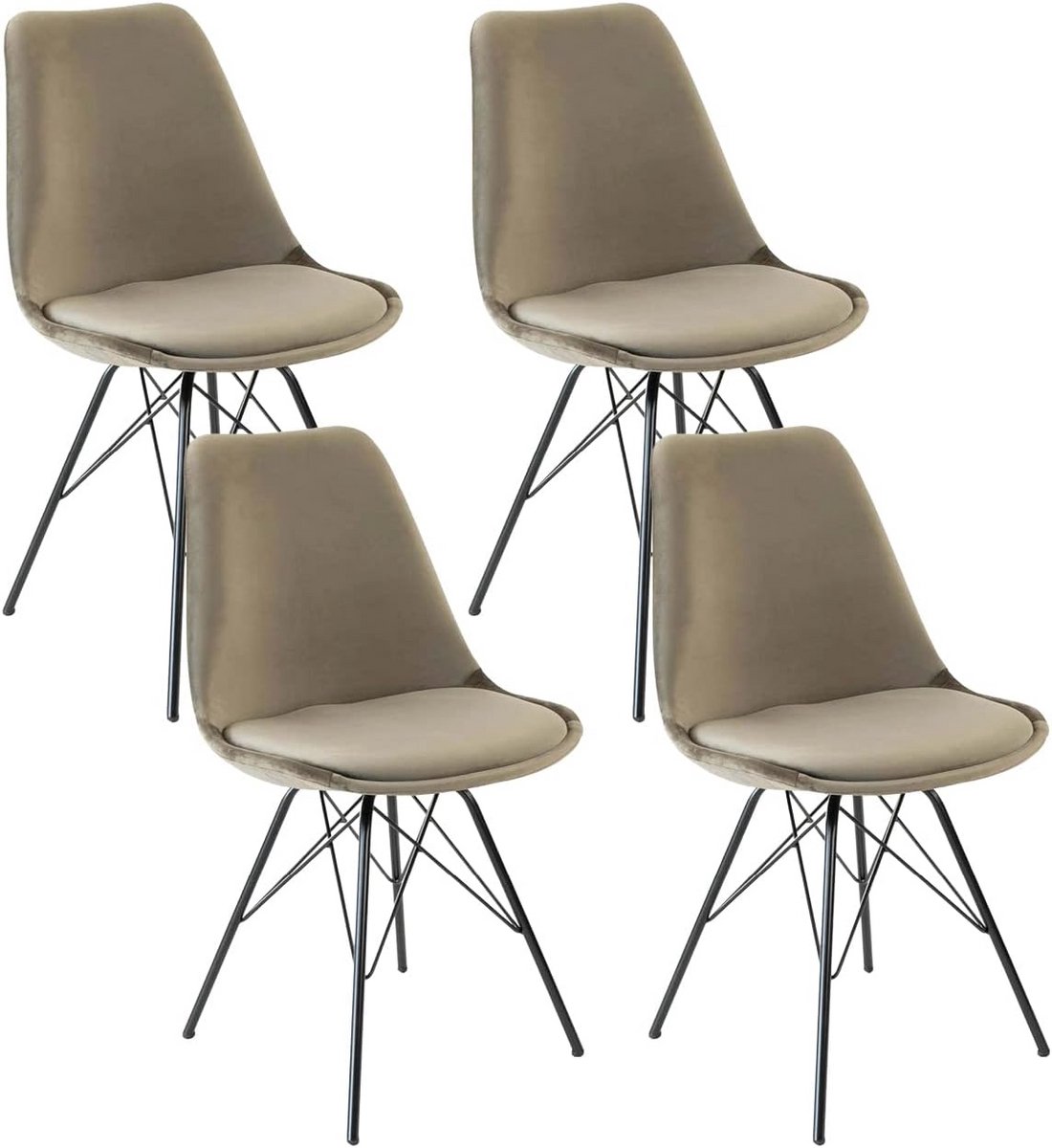 Set van 4 Eetkamerstoelen Velvet - Taupe